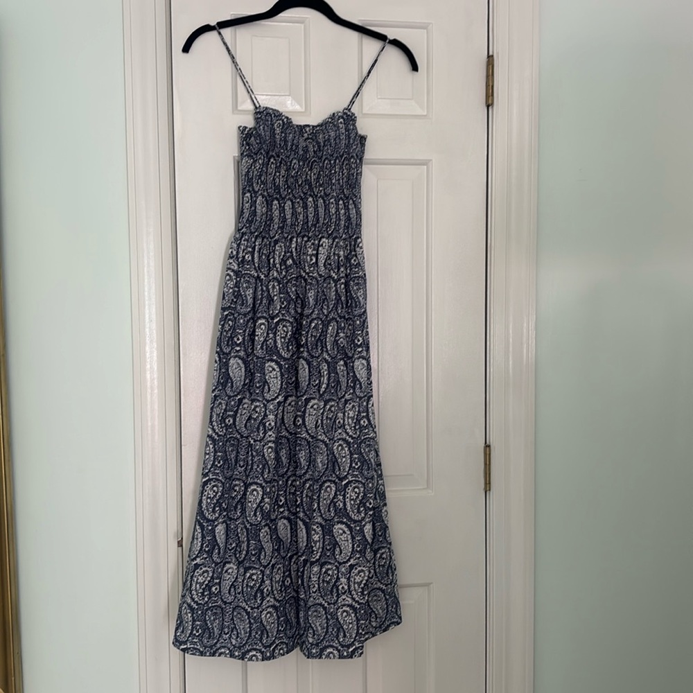 H&M smocked bodice paisley midi dress size small